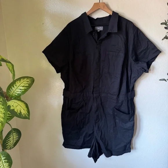 Torrid | 8 Inch Light Weight Twill Jumper Utility Romper - Picture 2 of 7